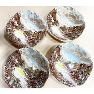 Johnson Bros Pennsylvania Fieldstone Bowls Square ~ Old English Countryside ~ 4